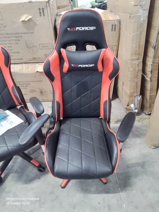 SELECTION OF 4 FAULTY/BROKEN GT FORCE BLACK/RED GAMING CHAIRS