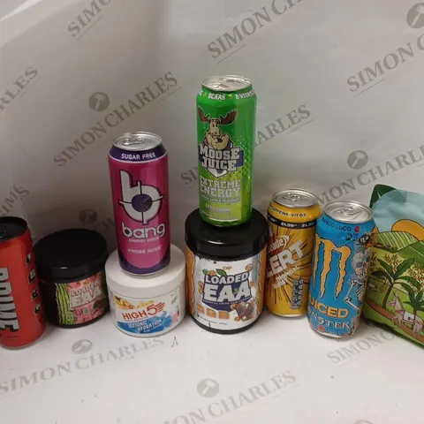 LOT OF APPROXMATELY 9 ITEMS TO INCLUDE PRIME ENERGY TROPICAL PUNCH, CNP LOADED EAA POWDER (300g), HIGH 5 SPORTS NUTRITION ISOTONIC HYDRATION ( 10 SERVINGS), ETC