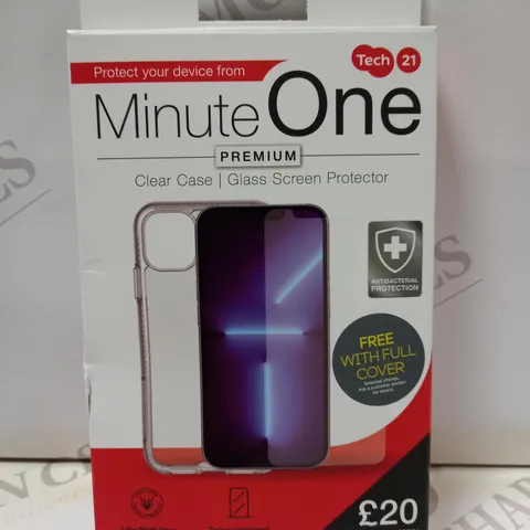 BOX OF APPROX 10 TECH 21 MINUTE ONE PREMIUM PHONE CASE AND SCREEN PROTECTOR FOR ASSORTED PHONES