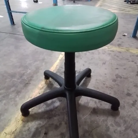 SIX HEIGHT ADJUSTABLE EXAMINATION STOOLS GREEN PU SEAT PADS