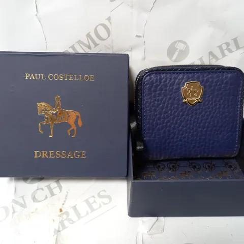 PAUL COSTELLOE BRAIDED LEATHER SMALL BOXED PURSE IN NAVY