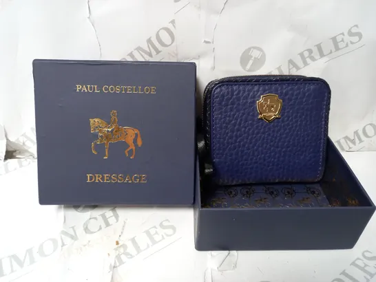 PAUL COSTELLOE BRAIDED LEATHER SMALL BOXED PURSE IN NAVY