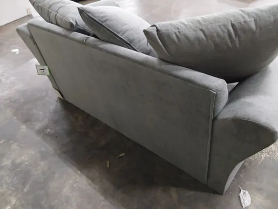 DESIGNER DURY TWO SEATER SOFA WITH SCATTER CUSHIONS GREY FABRIC 