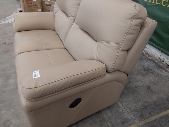 QUALITY BRITISH DESIGNER G PLAN SEATTLE MANUAL RECLINING TWO SEATER SOFA CAMBRIDGE PUTTY LEATHER 