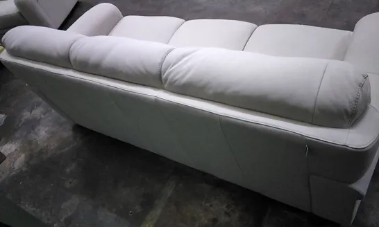 QUALITY ITALIAN DESIGNER ONTARIO 3 SEATER SOFA IN WHITE LEATHER 