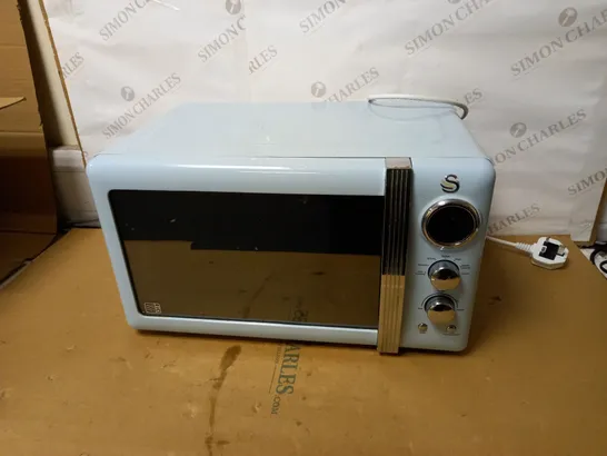 SWAN 800W RETRO MICROWAVE OVEN - BLUE