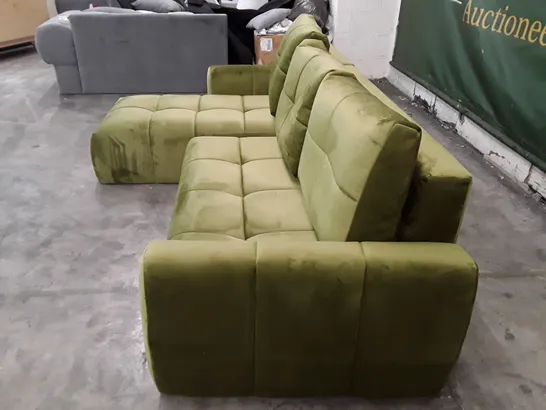 QUALITY DESIGNER CORNER SOFA - GREEN VELVET 