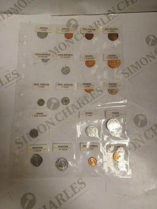 COLLECTION OF ASSORTED COINS IN VARIOUS CURRENCIES FROM AROUND THE WORLD