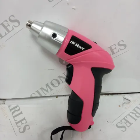 BOXED HI-SPEC 4.8V PINK CORDLESS ELECTRIC SCREWDRIVER 