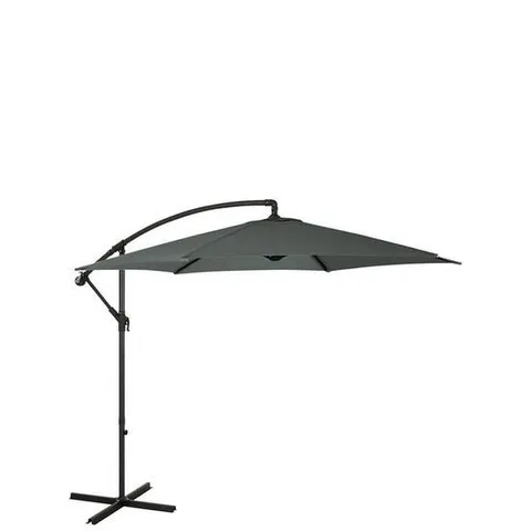 BOXED GREY PAINTED METAL CANTILEVER HANGING PARASOL APPROXIMATELY 3M COLLECTION ONLY