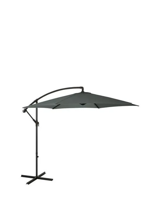 BOXED GREY PAINTED METAL CANTILEVER HANGING PARASOL APPROXIMATELY 3M COLLECTION ONLY RRP £79.99