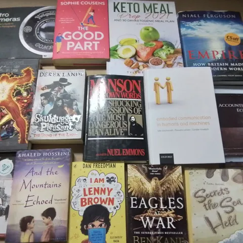 LARGE QUANTITY OF ASSORTED BOOKS TO INCLUDE RETRO CAMERA GUIDE, SOPHIE COUSINS THE GOOD PART AND KETO MEAL PREP