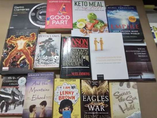 LARGE QUANTITY OF ASSORTED BOOKS TO INCLUDE RETRO CAMERA GUIDE, SOPHIE COUSINS THE GOOD PART AND KETO MEAL PREP