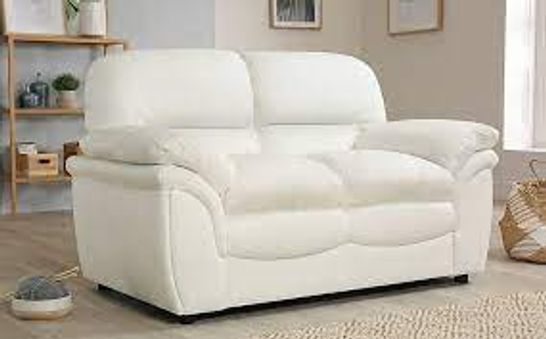 BOXED DESIGNER ROCHESTER IVORY LEATHER 2 SEATER SOFA