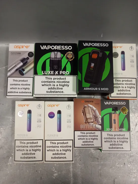 APPROXIMATELY 20 VAPES & E-CIGARETTES TO INCLUDE VAPORESSO, ASPIRE ETC 