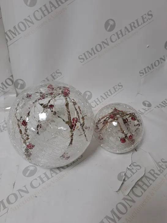 BOXED SET OF 2 GLOBE BERRY DECORATIVE SPHERES