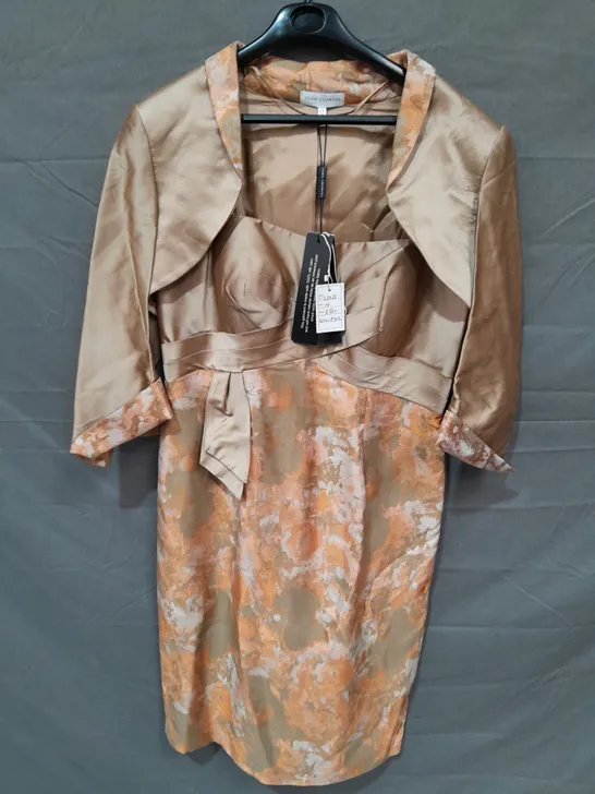 JOHN CHARLES TEXTURED DRESS AND JACKET IN CHAMPAIGNE - UK 14