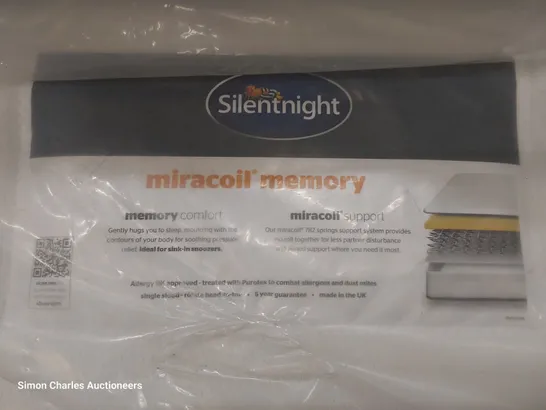 QUALITY BAGGED 3' SINGLE SILENTNIGHT MIRACOIL MEMORY MATTRESS 