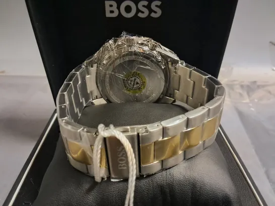 HUGO BOSS ALL STAINLESS STEEL CHRONOGRAPH WATCH WITH BLUE FACE