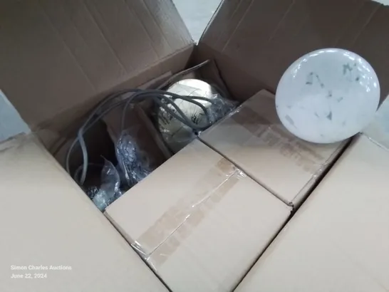 BOXED BRAND NEW FROSTED GLASS BALL 3- LIGHT BRASS LIGHT FITTINGS 