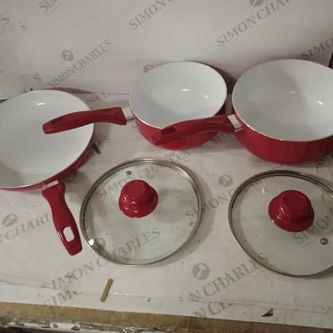 RED CERAMIC-COATED COOKWARE SET