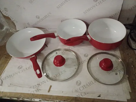 RED CERAMIC-COATED COOKWARE SET