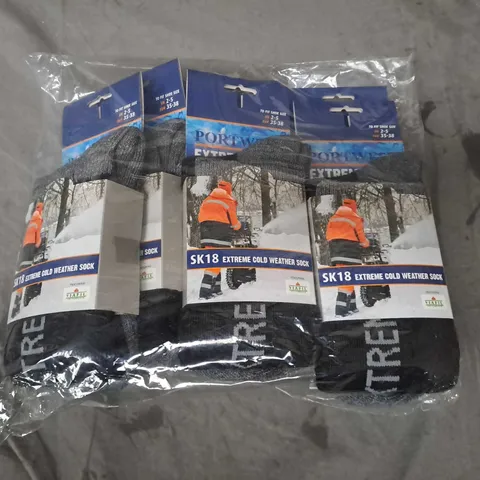 BOX OF APPROX 10 PACKS OF 6 PORTWEST COLD WEATER SOCKS SIZE 2-5 