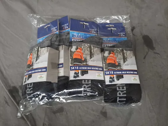 BOX OF APPROX 10 PACKS OF 6 PORTWEST COLD WEATER SOCKS SIZE 2-5 