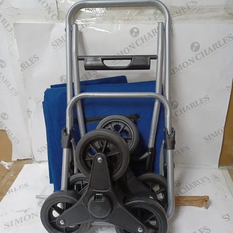 BLUE FOLDING SHOPPING TROLLEY