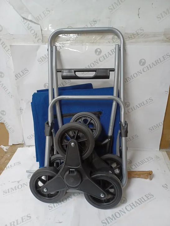 BLUE FOLDING SHOPPING TROLLEY