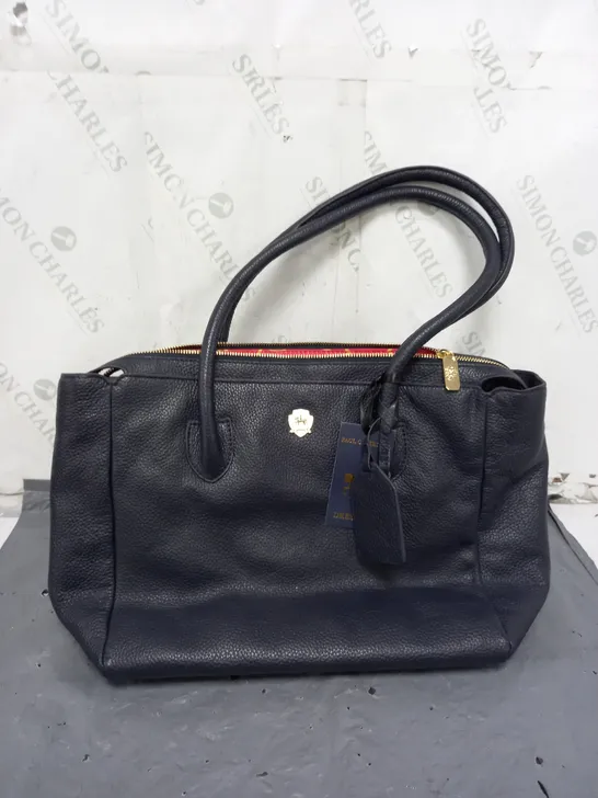 PAUL CASTELLOE NAVY BLUE FAUX LEATHER BAG 