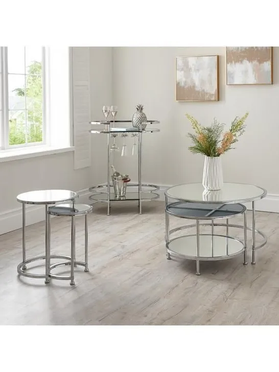 BOXED ARUBA NEST OF LAMP TABLES - CHROME RRP £129