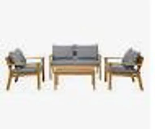 BOXED DENIA WOODEN COFFEE TABLE AND CHAIRS SET 