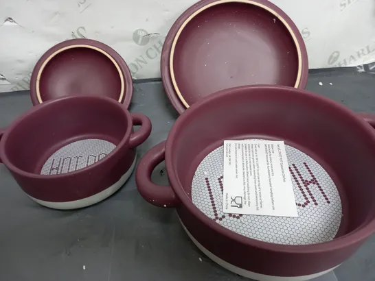 BUNDLEBERRY BY AMANDA HOLDEN PORCELAIN MEDIUM AND SMALL CASSEROLE DISH SET - PLUM & WHITE