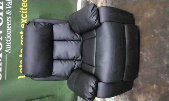 DESIGNER BLACK LEATHER POWER RECLINER ARMCHAIR 