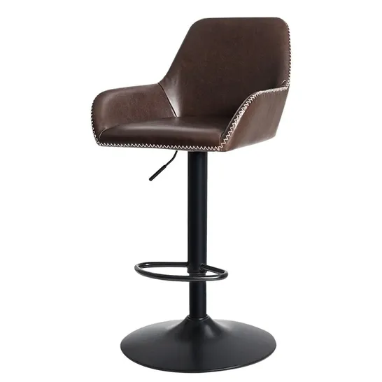 BOXED PU LEATHER 360° SWIVEL ADJUSTABLE BAR STOOL WITH ARMREST