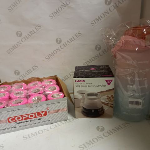 LOT OF APPROXIMATELY20 ASSORTED HOUSEHOLD ITEMS, TO INCLUDE WATER BOTTLE, COFFEE SERVER, BANDAGES, ETC