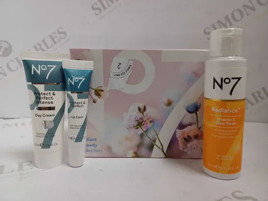 NO.7 RADIANT AND READY COLLECTION INCLUDING LIP CARE, DAY CREAM AND VITAMIN C TONER