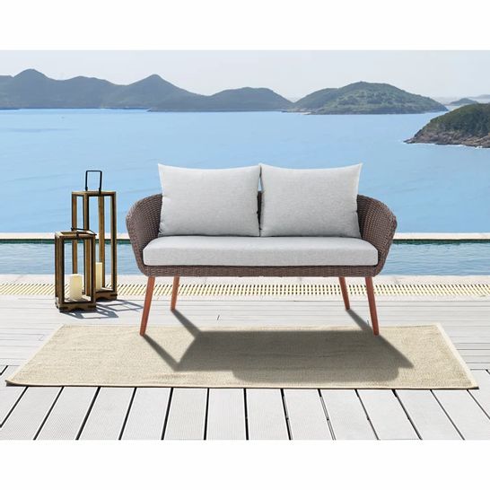 BOXED DESIGNER PANEK GARDEN LOVESEAT WITH CUSHIONS 