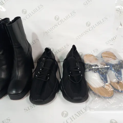 BOX OF APPROXIMATELY 20 ASSORTED PAIRS OF SHOES AND FOOTWEAR ITEMS IN VARIOUS STYLES AND SIZES TO INCLUDE LUO GE, FASHION, ZARA, ETC