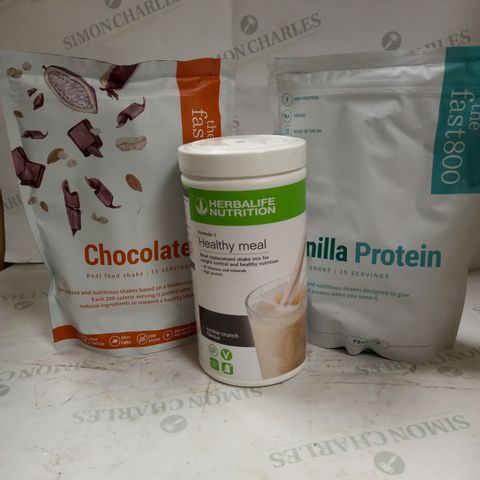 LOT OF 3 ASSORTED PROTEIN SHAKES TO INCLUDE THE FAST 800 & HERBALIFE NUTRITION