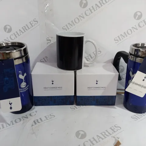 4 OFFICIALLY LICENSED TOTTENHAM HOTSPUR PRODUCTS TO INCLUDE 2 HEAT CHANGE MUGS, 2 TRAVEL MUGS