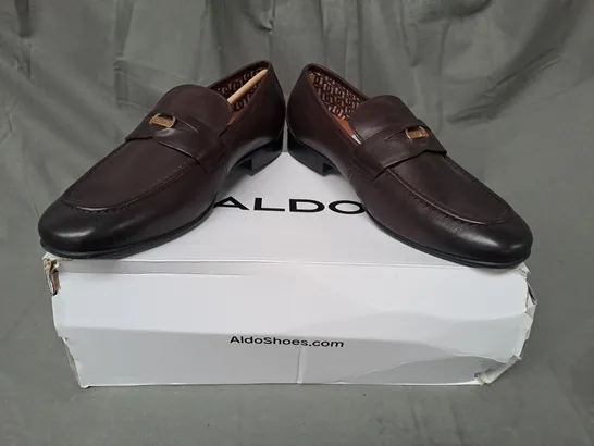 BOXED PAIR OF ALDO ESQUIRE 200 SHOES IN BROWN UK SIZE 8.5