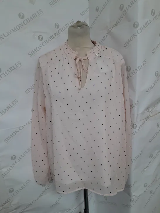 KLASS SHEER SPOTTED CREPE BLOUSE IN PALE PINK SIZE 14