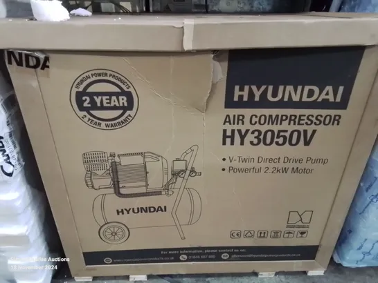 BOXED HYUNDAI 3HP 50L ELECTRIC AIR COMPRESSOR 14CFM 116PSI DIRECT DRIVE V-TWIN | HY3050V RRP £329