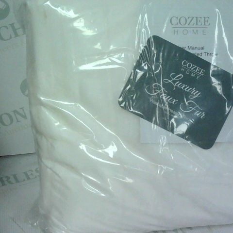 COZEE HOME LUXURY FAUX FUR HEATED THROW - IVORY
