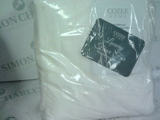 COZEE HOME LUXURY FAUX FUR HEATED THROW - IVORY