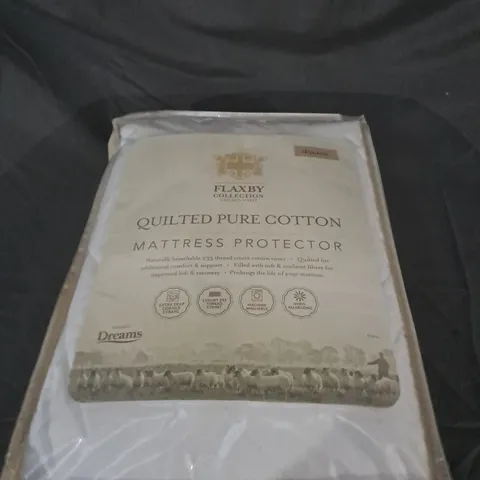 SEALED FLAXBY COLLECTION QUILTED PURE COTTON MATTRESS PROTECTOR- DOUBLE