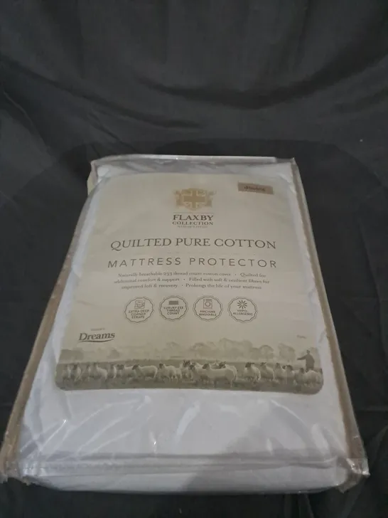 SEALED FLAXBY COLLECTION QUILTED PURE COTTON MATTRESS PROTECTOR- DOUBLE