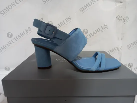 BOXED VIONIC BLUE OPEN TOE HIGH HEELS - SIZE 7